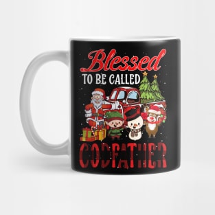 Blessed To Be Called Godfather Christmas Buffalo Plaid Truck Mug